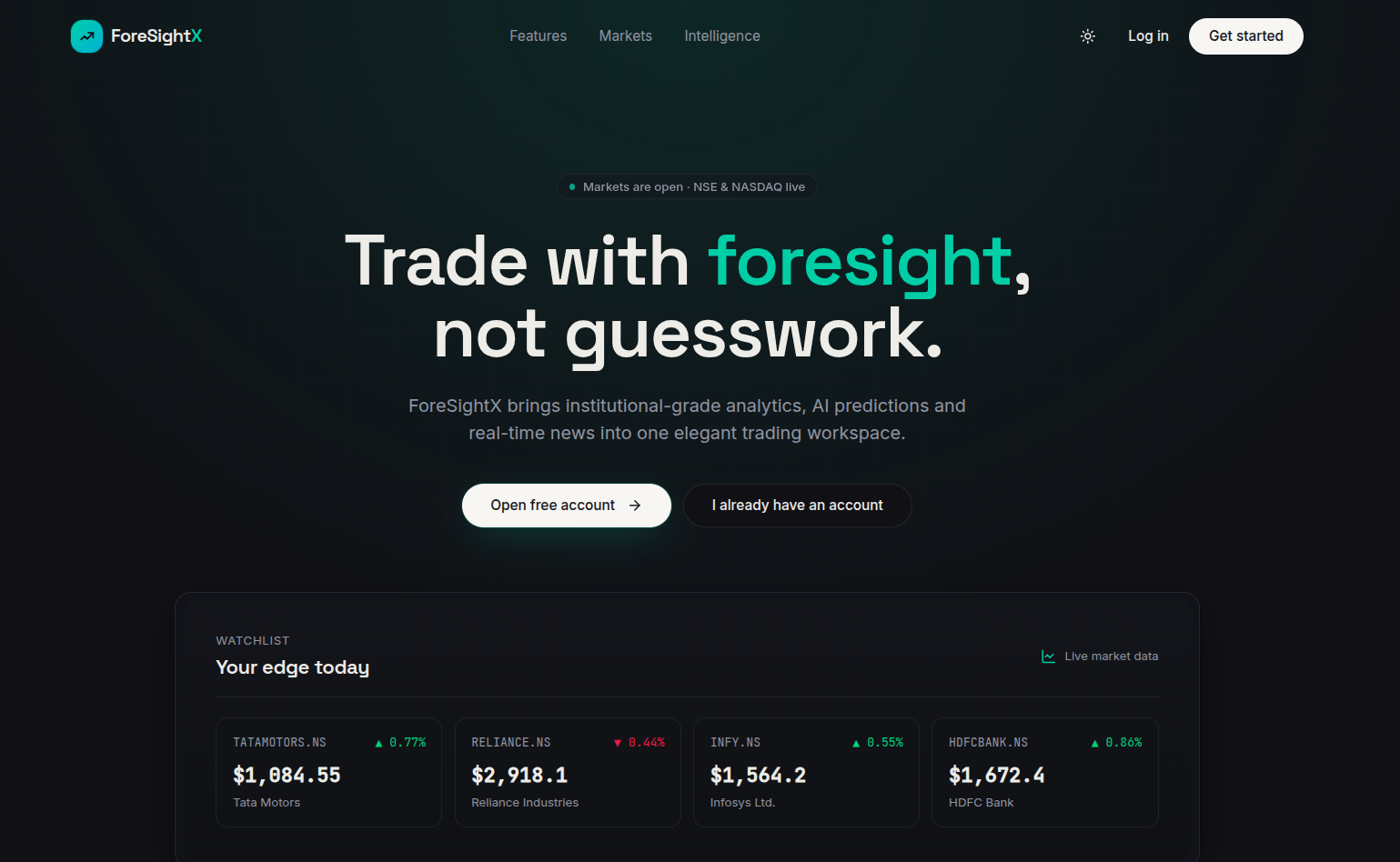 ForesightX landing page