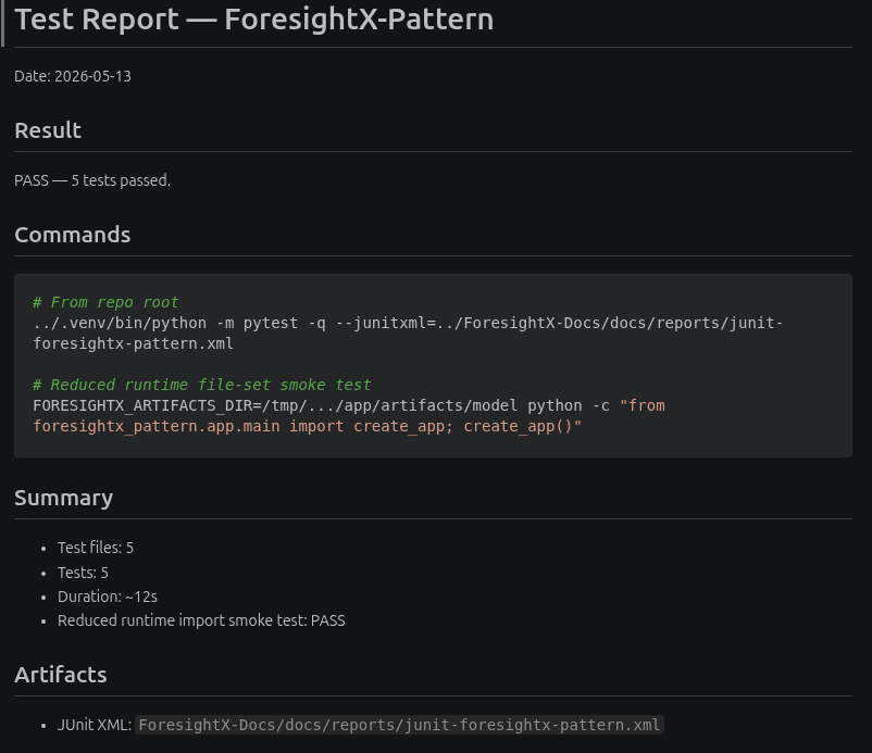 Pattern service test report